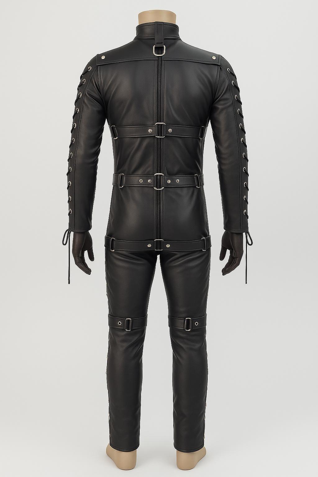 Pure Bondage Padded Leather Jumpsuit – BDSM Real Leather Mistress-Style Bandage Suit