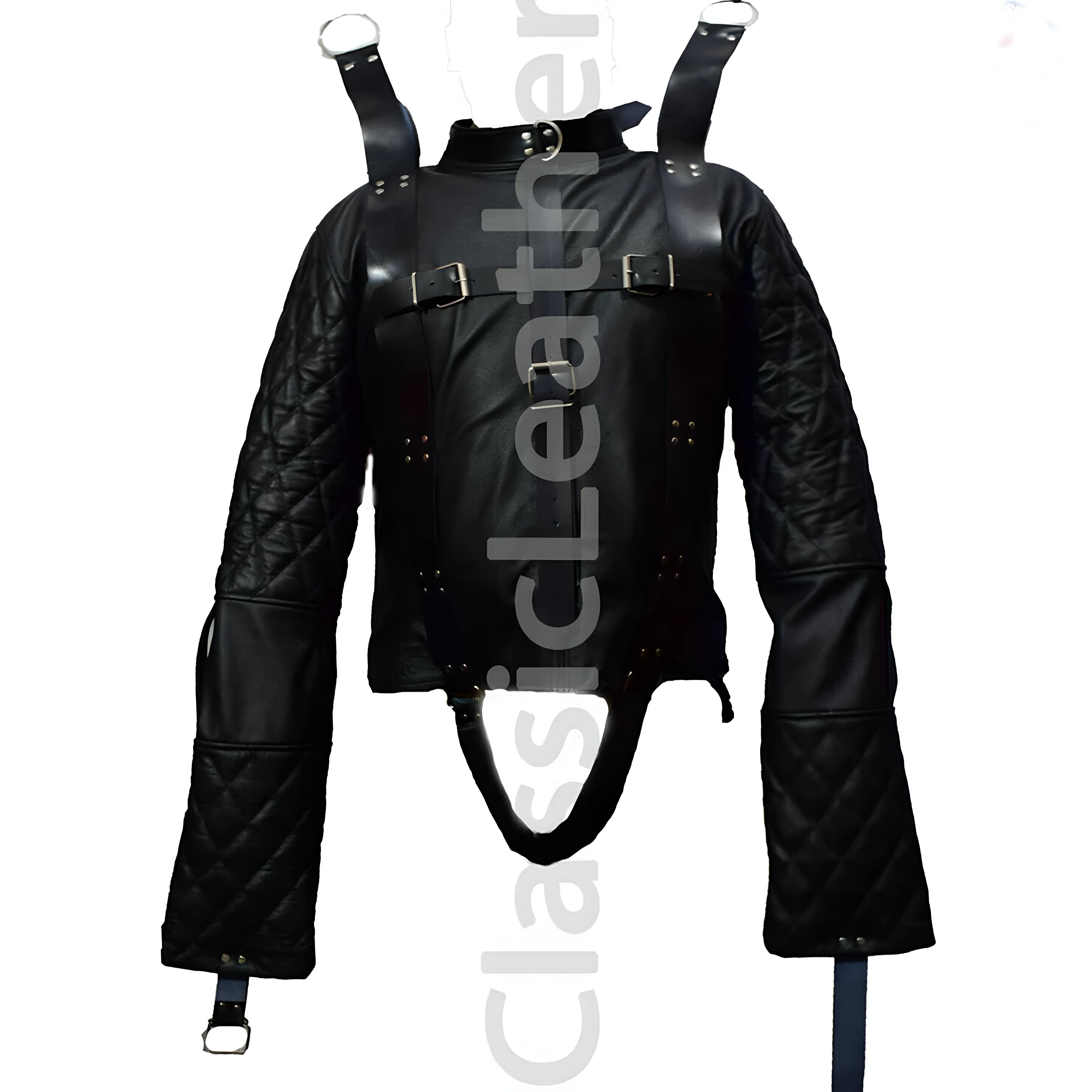 Men Real Leather Straight Jacket Armbinder