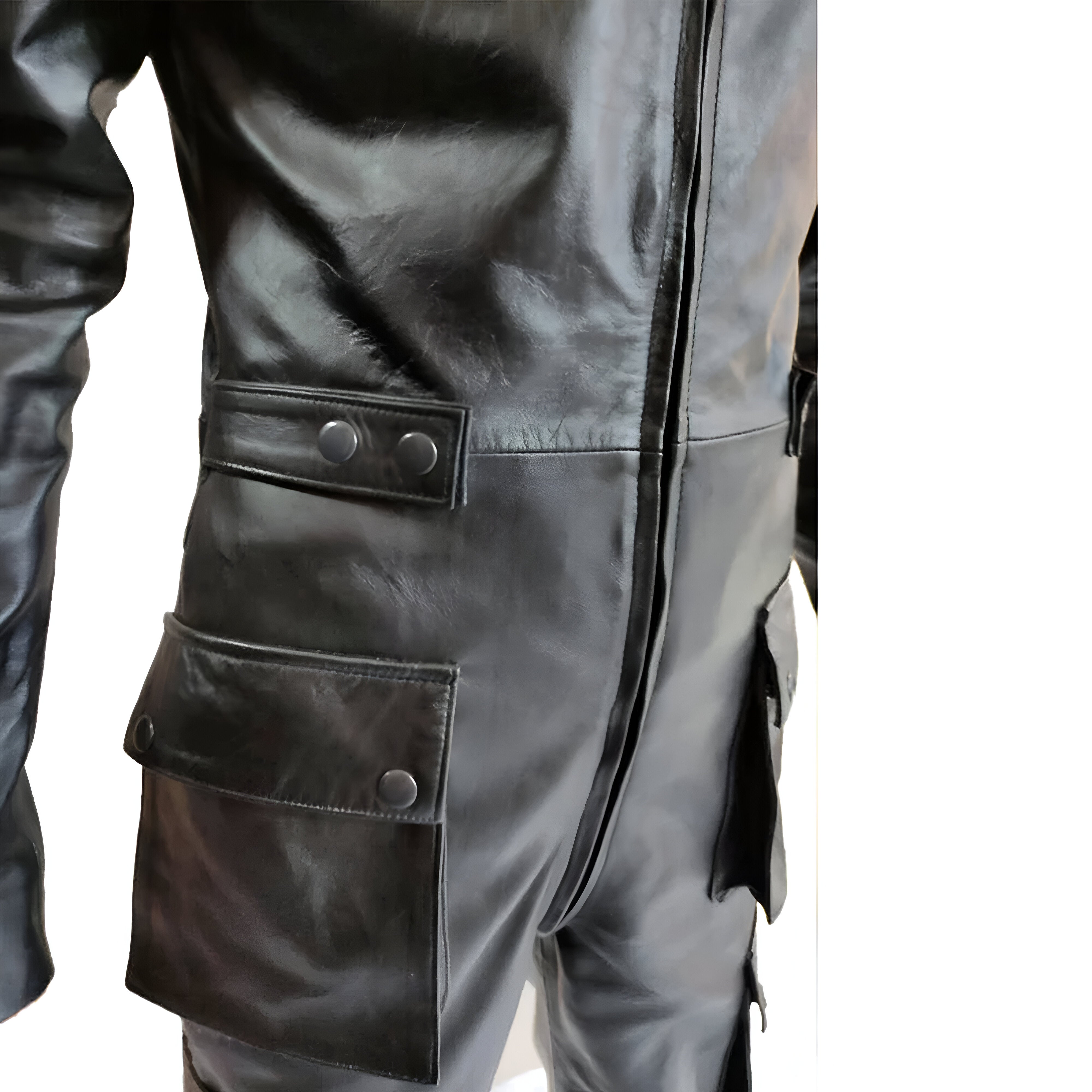 MEN GENUINE LEATHER CATSUIT BLACK BODYSUIT