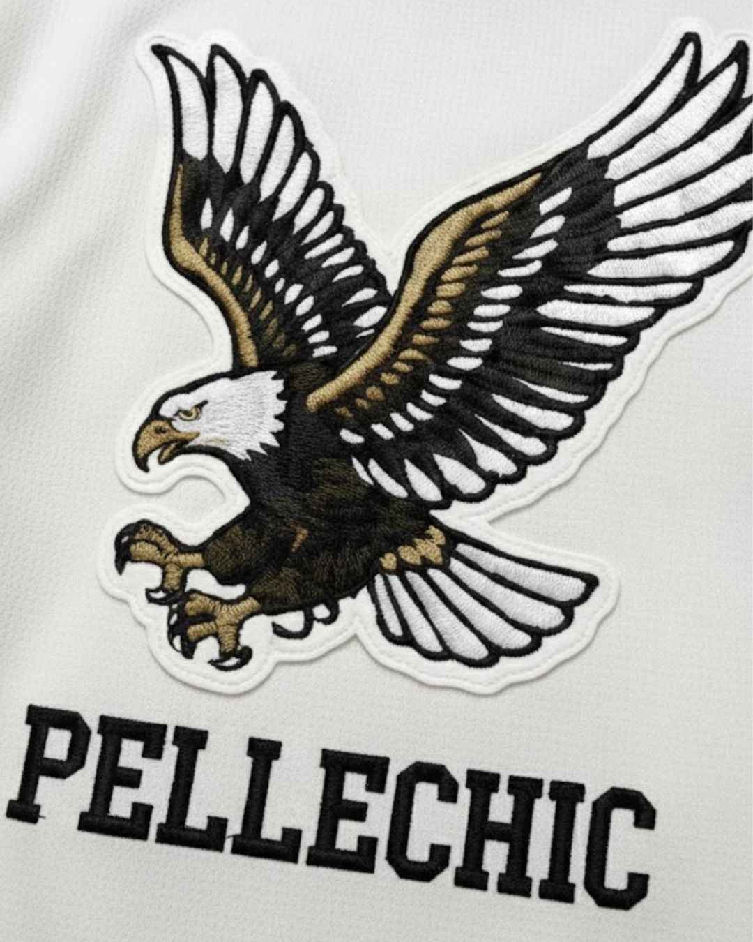 Elite Black & White Varsity Jacket with Eagle Patch